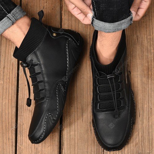 British Fashion Casual Shoes Men's Hand-stitched Socks Mouth Boots